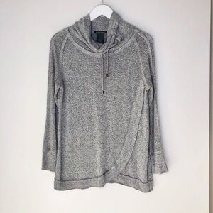 Chelsea & Theodore Gray Cowl Neck draw string casual Sweater